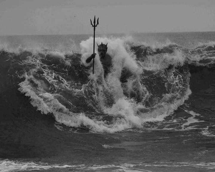 Neptune statue in the waves